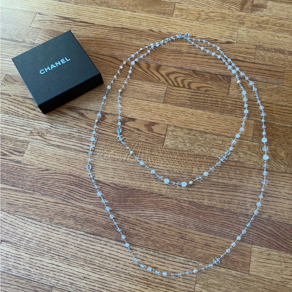 Chanel Strass and Glass beaded CC double strand necklace long never worn!